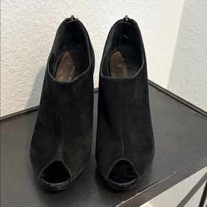 Nine West Black Suede Peep Toe Boots